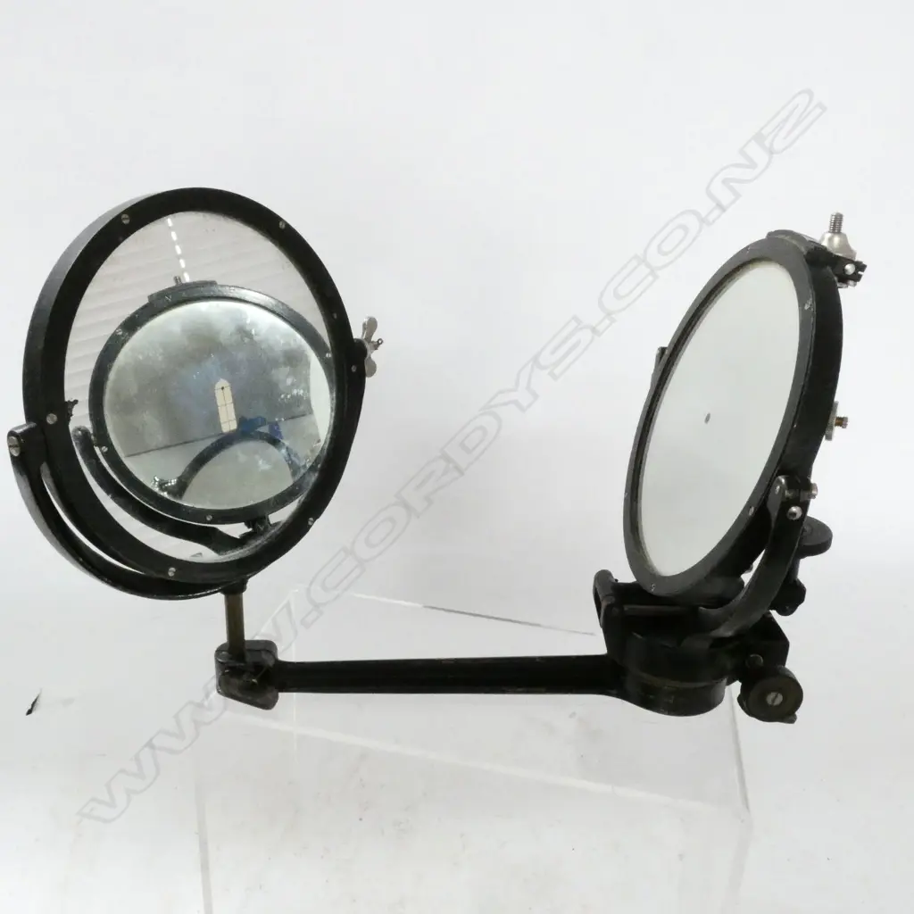 5" HELIOGRAPH SIGNALLING MIRROR w DUPLEX MIRROR & EXTN ARM, SPARE MIRRORS, IN LEATHER CASE, (NO SIGHT) Image 1++
